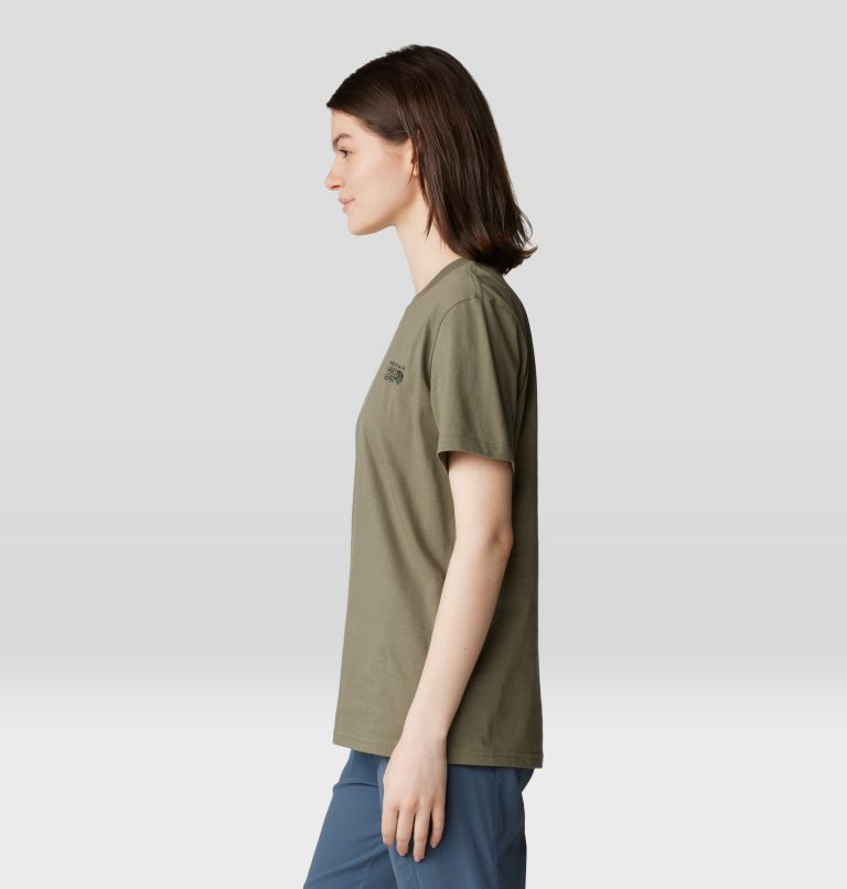 Women's MHW Logo Box Short Sleeve, Color: Stone Green, image 3