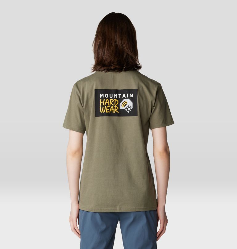 Women's MHW Logo Box Short Sleeve, Color: Stone Green, image 2