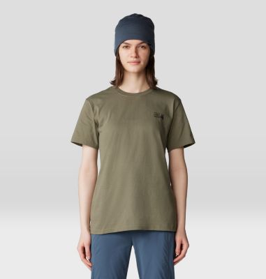 Women's MHW Logo Box Short Sleeve, Color: Stone Green, image 5