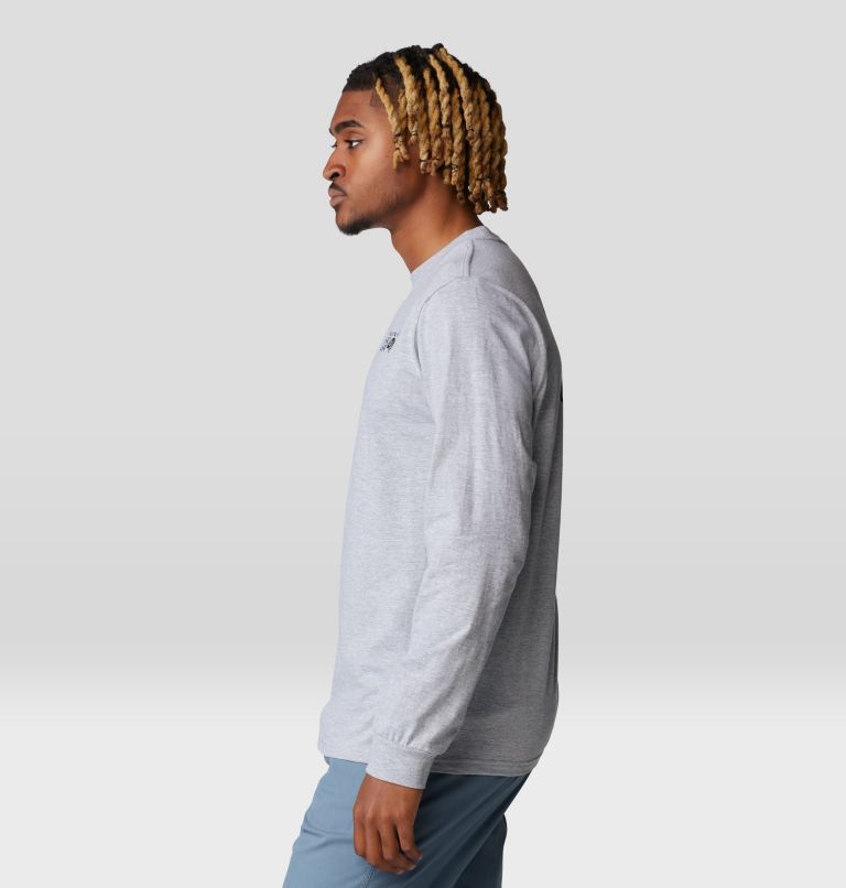 Men's MHW Back Logo Long Sleeve, Color: Hardwear Grey Heather, image 3