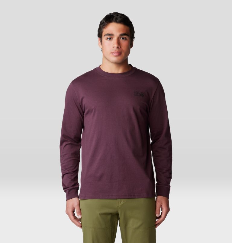 Men's MHW Box Logo Long Sleeve, Color: Blackberry, image 1