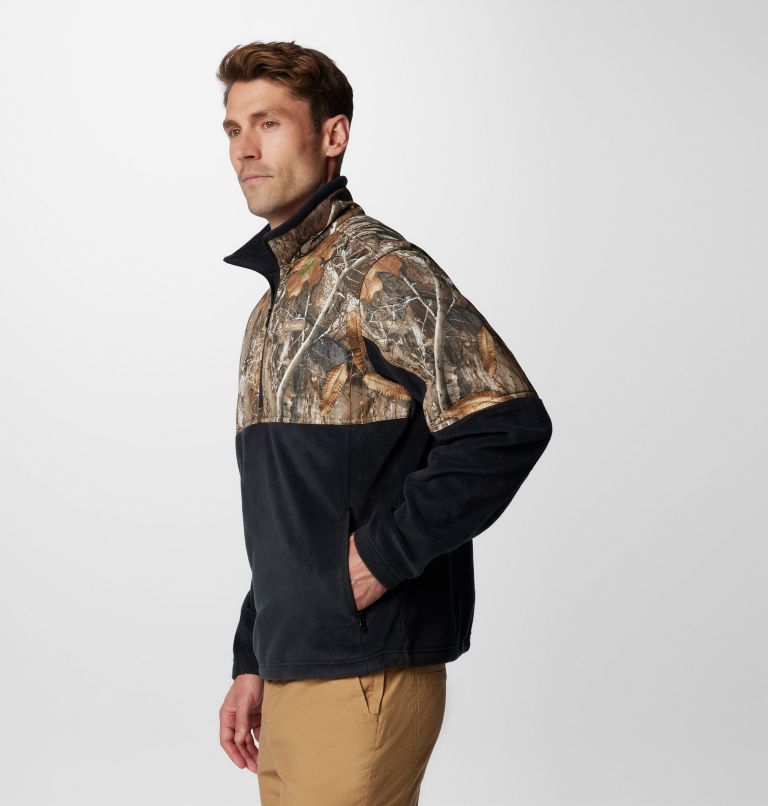 Men's PHG Fleece Overlay II Quarter Zip Fleece Pullover, Color: Black, Realtree Edge, image 4
