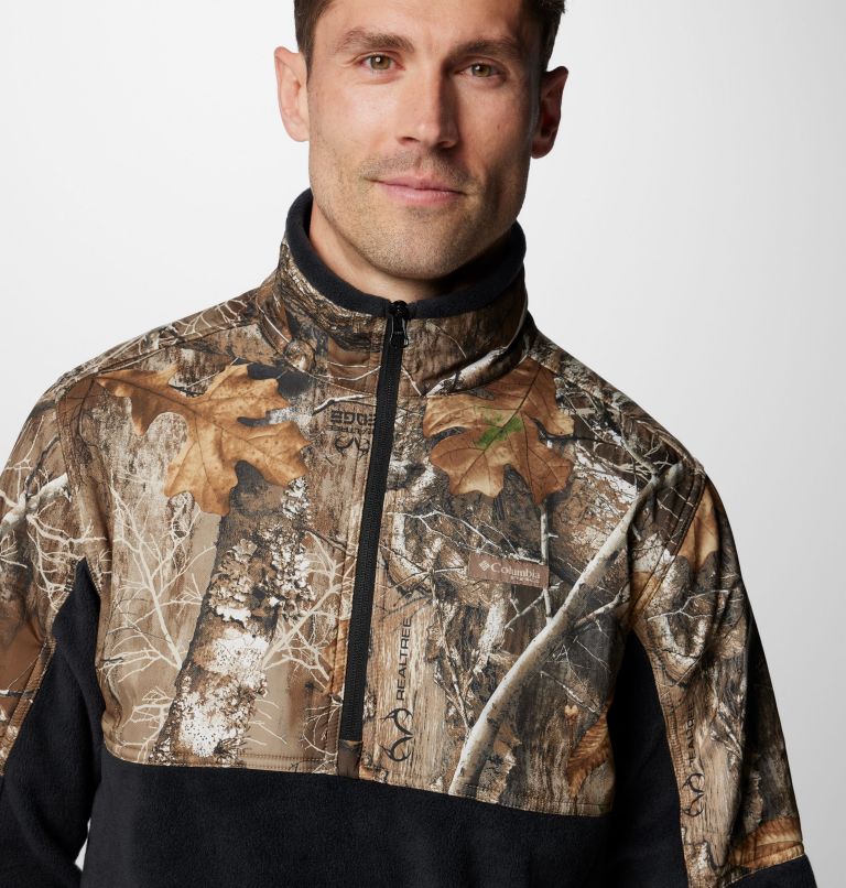 Men's PHG Fleece Overlay II Quarter Zip Fleece Pullover, Color: Black, Realtree Edge, image 5