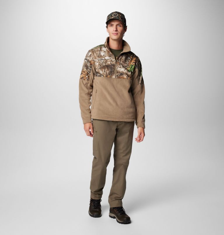 Men's PHG Fleece Overlay II Quarter Zip Fleece Pullover, Color: Flax, Realtree Edge, image 3