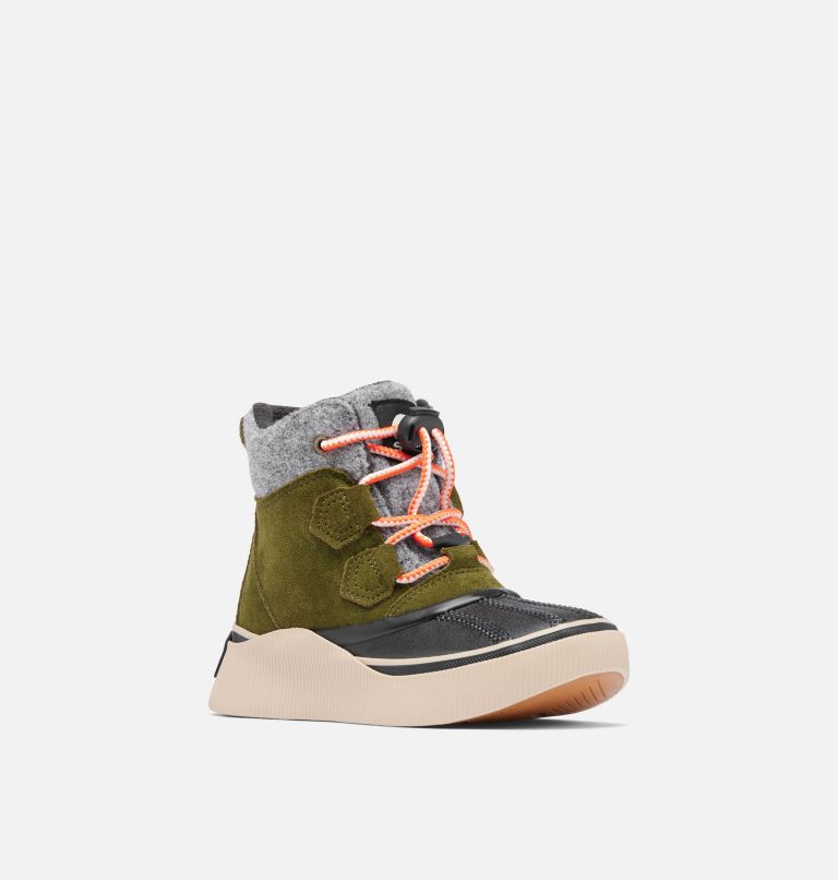 Youth OUT N ABOUT IV CHILLZ Waterproof Winter Boots, Color: Utility Green, Black, image 7