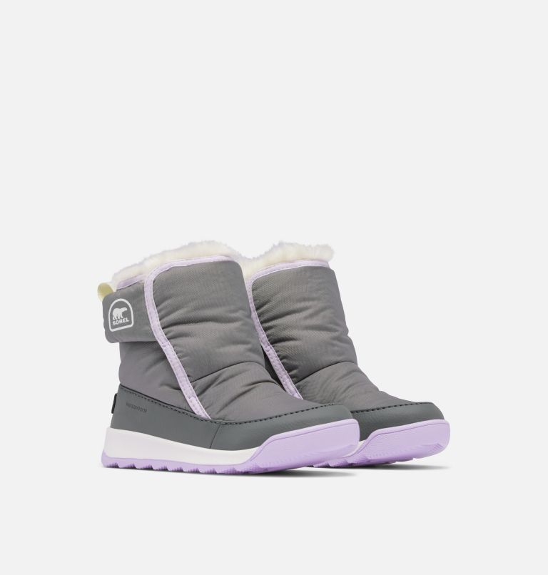 Kids' WHITNEY II PLUS Waterproof Snow Boots, Color: Quarry, Lavender Cloud, image 2