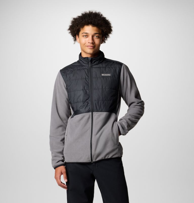 Giacca ibrida in pile Basin Butte II da uomo, Color: City Grey, Black, image 1