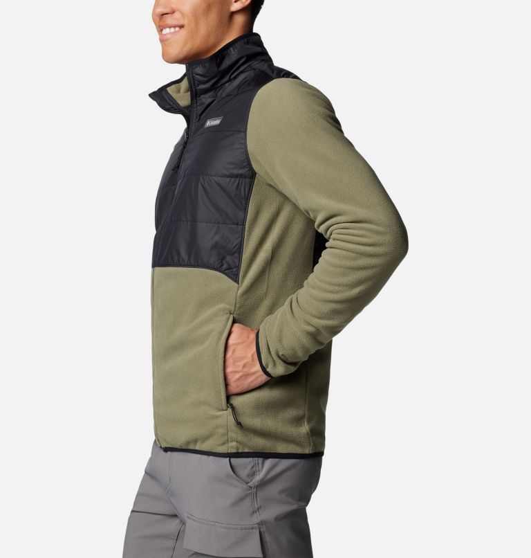 Men's Basin Butte II Hybrid Fleece Jacket, Color: Stone Green, Black, image 3