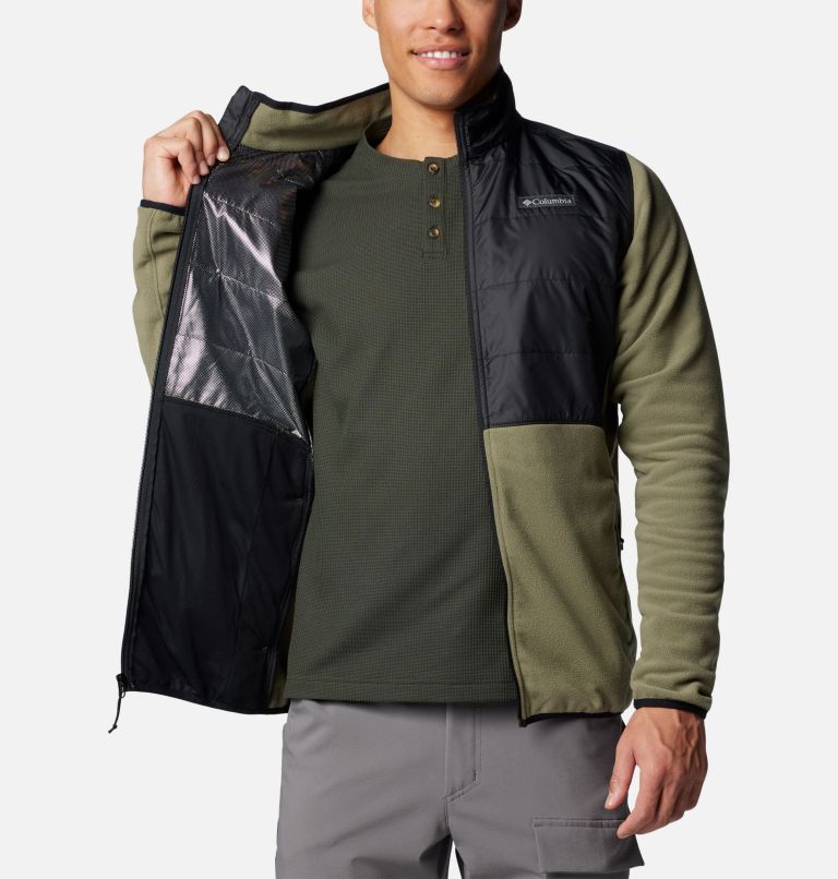 Men's Basin Butte II Hybrid Fleece Jacket, Color: Stone Green, Black, image 5