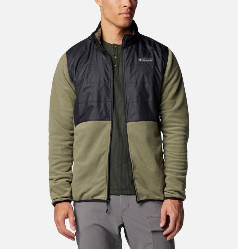 Men's Basin Butte II Hybrid Fleece Jacket, Color: Stone Green, Black, image 7