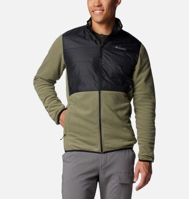Men's Basin Butte II Hybrid Fleece Jacket, Color: Stone Green, Black, image 1