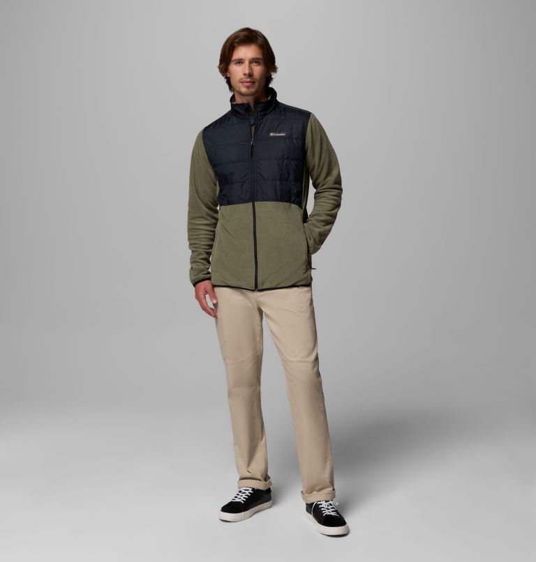 Chaqueta de forro polar híbrido Basin Butte II para hombre, Color: Stone Green, Black, image 2