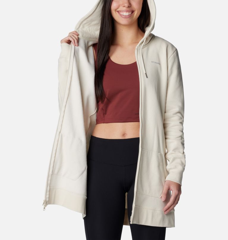 Women's Burr Trail Long Full Zip Hoodie, Color: Chalk, image 5