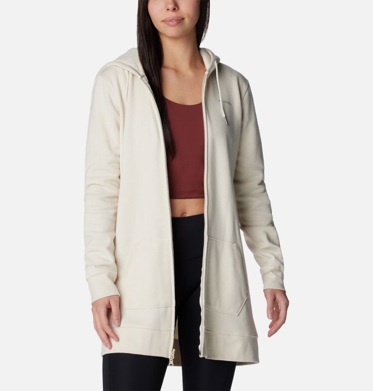 Women's Burr Trail Long Full Zip Hoodie, Color: Chalk, image 6