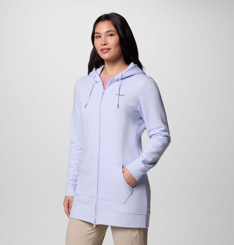 Women's Burr Trail Long Full Zip Hoodie, Color: Snowdrift, image 3
