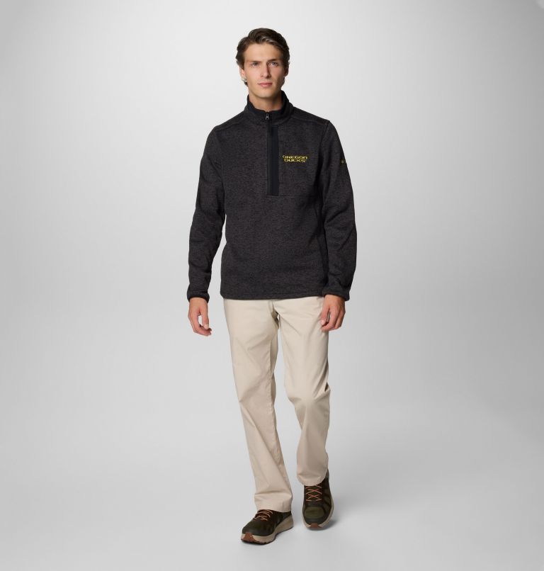 Men's Collegiate Sweater Weather Fleece Half Zip Pullover - Oregon, Color: UO - Black Heather, image 3