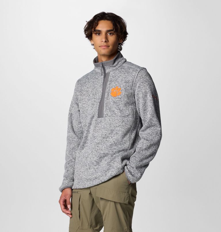 Men's Collegiate Sweater Weather Fleece Half Zip Pullover - Clemson, Color: CLE - City Grey Heather, image 4