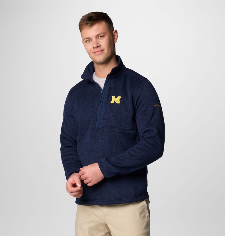 Men's Collegiate Sweater Weather Fleece Half Zip Pullover - Michigan, Color: UM - Collegiate Navy Heather, image 4