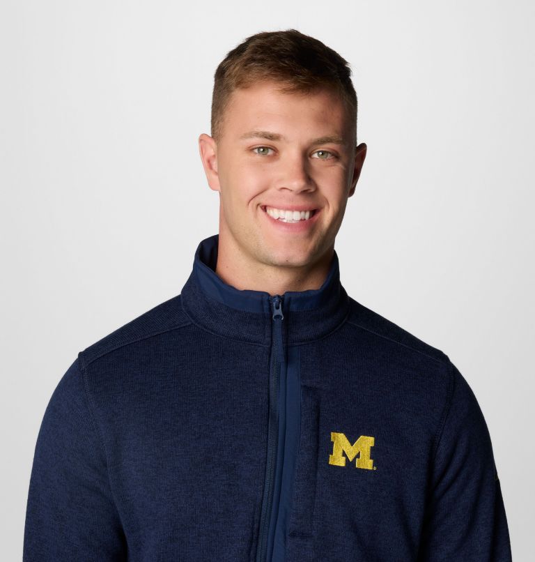 Men's Collegiate Sweater Weather Fleece Half Zip Pullover - Michigan, Color: UM - Collegiate Navy Heather, image 5