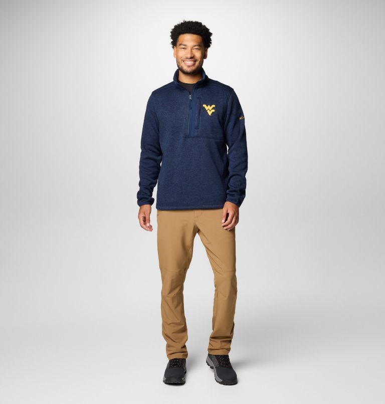 Men's Collegiate Sweater Weather Fleece Half Zip Pullover - West Virginia, Color: WV - Collegiate Navy Heather, image 3