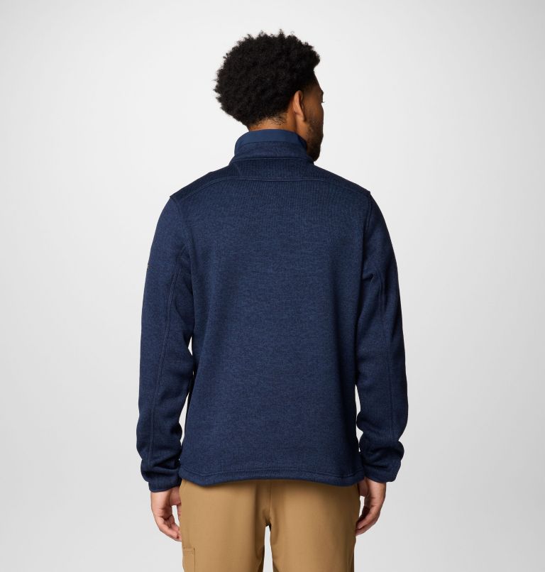 Men's Collegiate Sweater Weather Fleece Half Zip Pullover - West Virginia, Color: WV - Collegiate Navy Heather, image 2