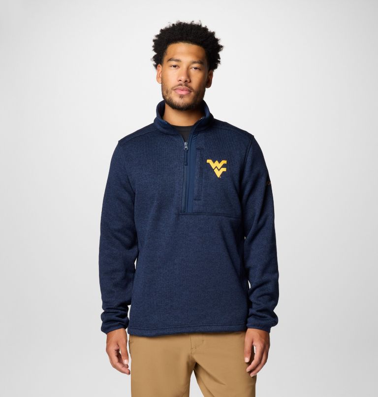 Men's Collegiate Sweater Weather Fleece Half Zip Pullover - West Virginia, Color: WV - Collegiate Navy Heather, image 1