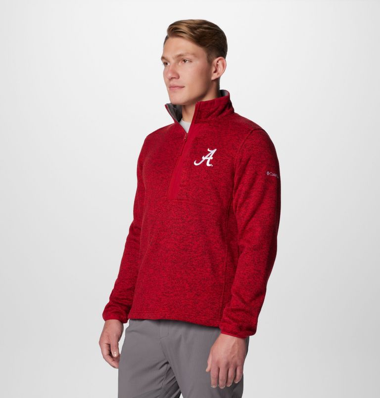 Men's Collegiate Sweater Weather Fleece Half Zip Pullover - Alabama, Color: ALA - Red Velvet Heather, image 4
