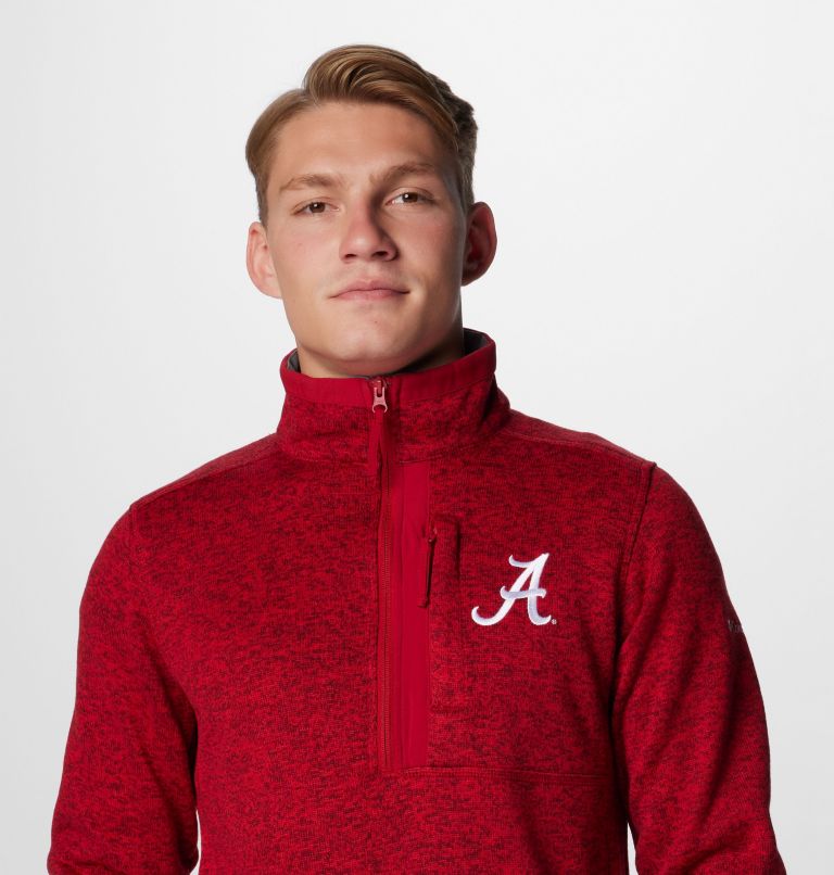 Men's Collegiate Sweater Weather Fleece Half Zip Pullover - Alabama, Color: ALA - Red Velvet Heather, image 5