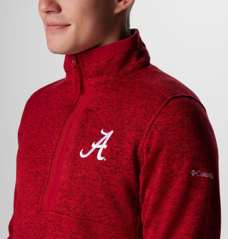 Men's Collegiate Sweater Weather Fleece Half Zip Pullover - Alabama, Color: ALA - Red Velvet Heather, image 6