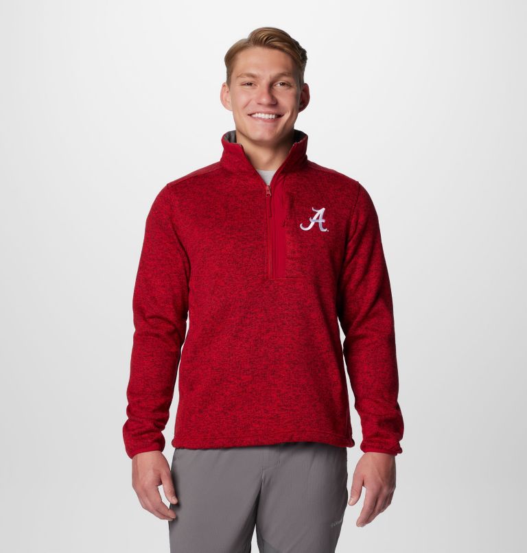 Men's Collegiate Sweater Weather Fleece Half Zip Pullover - Alabama, Color: ALA - Red Velvet Heather, image 1