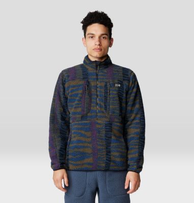 Men's HiCamp Fleece Printed Pullover, Color: Ridgeline Ridge Stripe Print, image 1