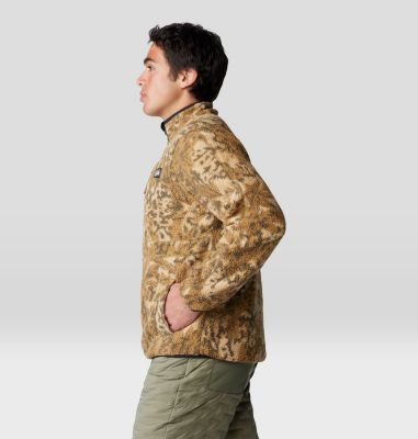 Men's HiCamp Fleece Printed Pullover, Color: Corozo Nut Forests Floor Print, image 7