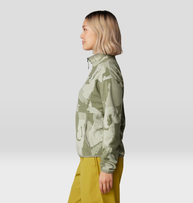 Women's Microchill Pullover, Color: Green Fade Snowdrifts Print, image 3