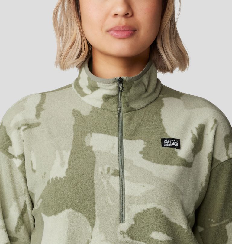Women's Microchill Pullover, Color: Green Fade Snowdrifts Print, image 4
