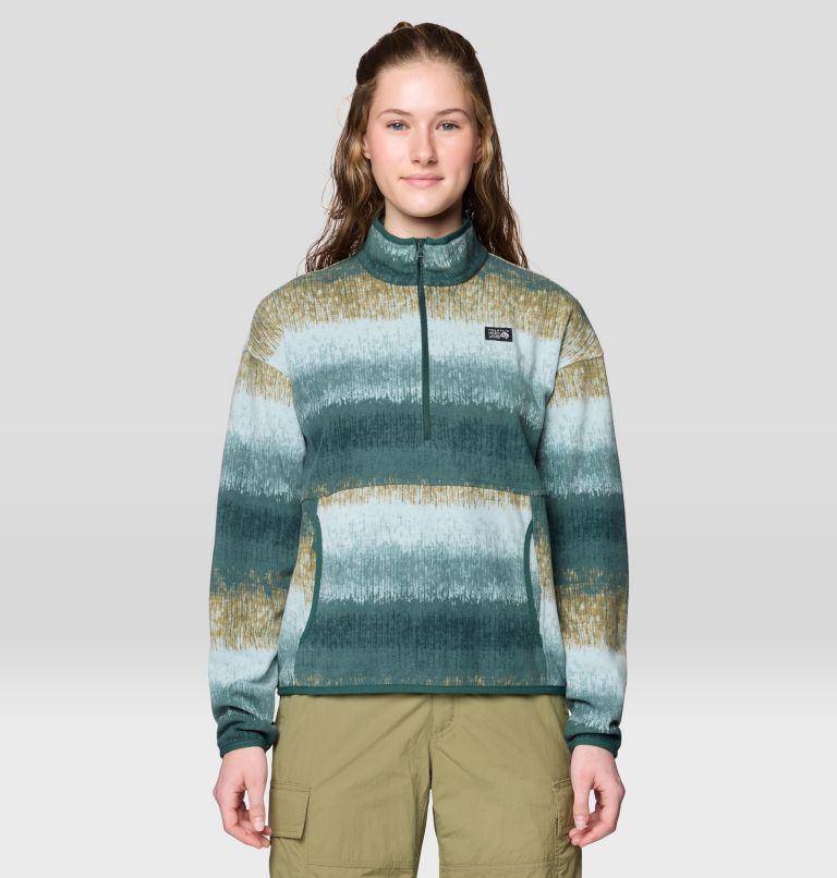 Women's Microchill Pullover, Color: Blue Sage Gradient Stripe, image 1