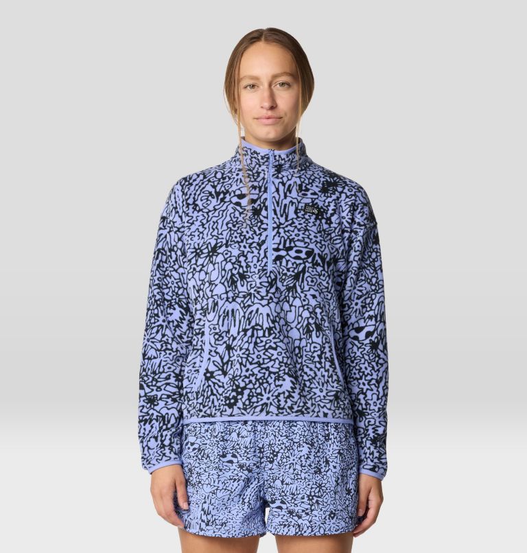 Women's Microchill Half Zip, Color: Light Illusion Forager Print, image 1