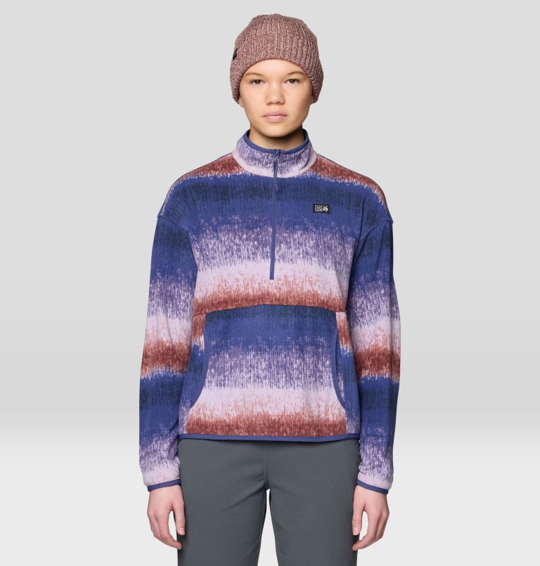 Women's Microchill Pullover, Color: Bourbon Brown Gradient Stripe, image 1