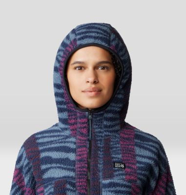 Women's HiCamp Fleece Printed Hoody, Color: Moon Blue Ridge Stripe Print, image 4