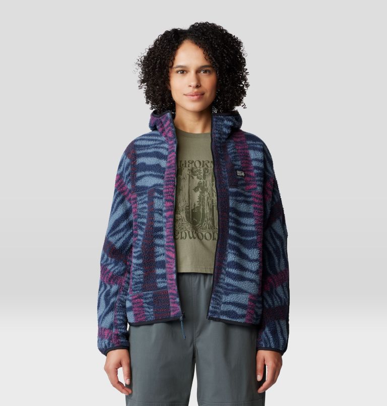 Women's HiCamp Fleece Printed Hoody, Color: Moon Blue Ridge Stripe Print, image 5