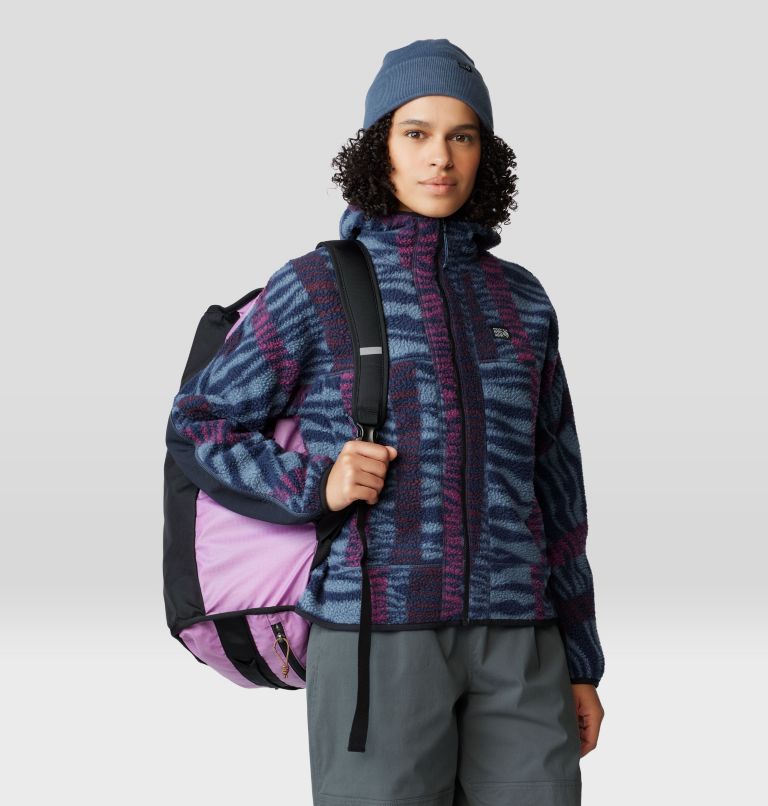 Women's HiCamp Fleece Printed Hoody, Color: Moon Blue Ridge Stripe Print, image 6