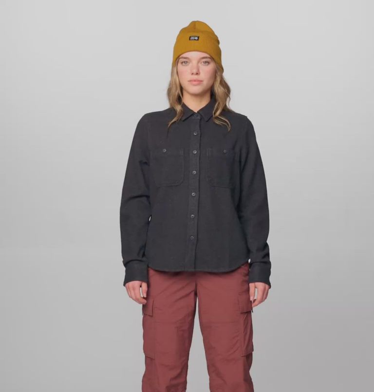 Women's Plusher Long Sleeve Shirt, Color: Black Melange