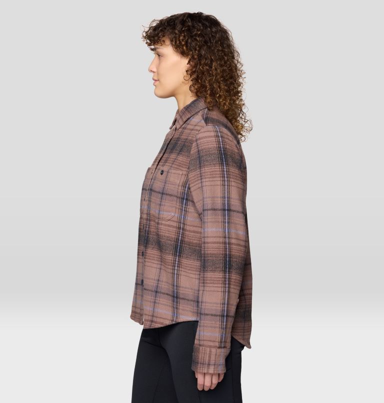 Women's Plusher Long Sleeve Shirt, Color: Wild Taupe Wyoming Plaid, image 3