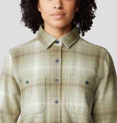 Women's Plusher Long Sleeve Shirt, Color: White Sage Ombre Buffalo Check, image 4