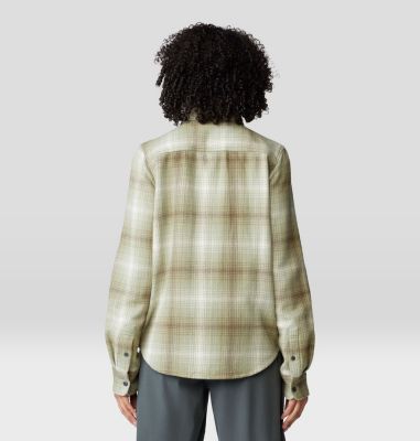 Women's Plusher Long Sleeve Shirt, Color: White Sage Ombre Buffalo Check, image 2