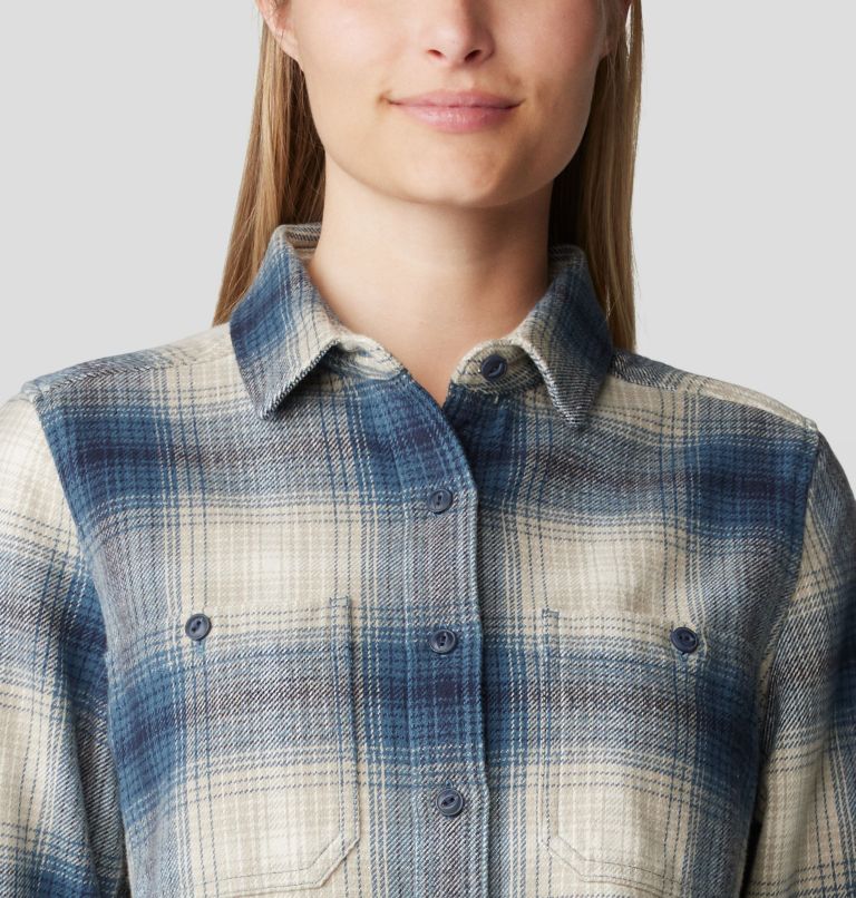 Women's Plusher Long Sleeve Shirt, Color: Adriatic Blue Ombre Buffalo Check, image 4