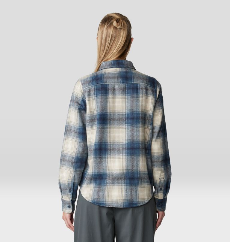 Women's Plusher Long Sleeve Shirt, Color: Adriatic Blue Ombre Buffalo Check, image 2