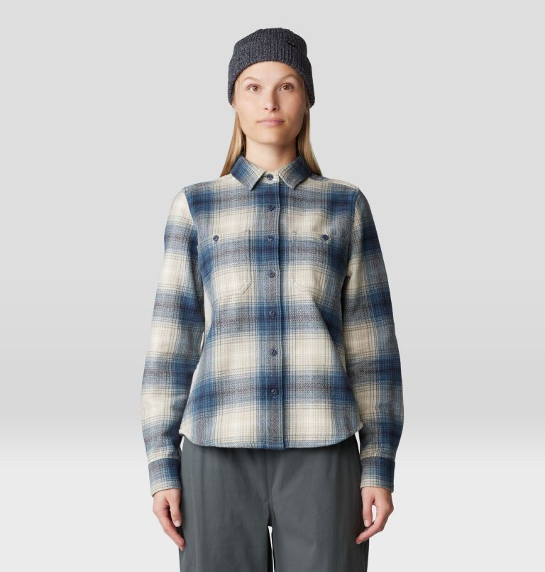 Women's Plusher Long Sleeve Shirt, Color: Adriatic Blue Ombre Buffalo Check, image 1