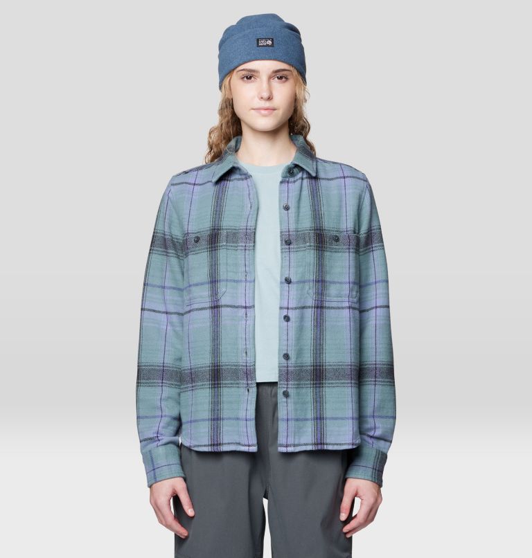 Women's Plusher Long Sleeve Shirt, Color: Blue Sage Wyoming Plaid, image 4