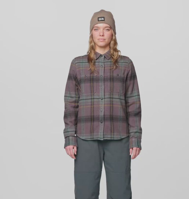 Women's Plusher Long Sleeve Shirt, Color: Purple Dusk Wyoming Plaid