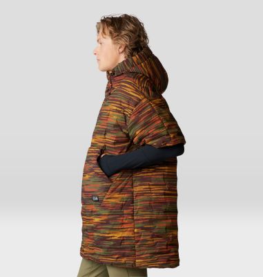 Stretchdown Poncho, Color: Iron Oxide Stria Print, image 11